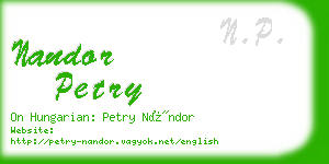 nandor petry business card